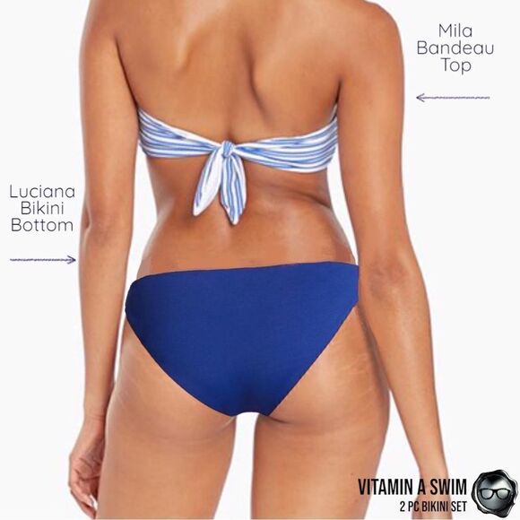 VITAMIN A BIKINI SET: SARDINIA STRIPE MILA BANDEAU TOP + SAPPHIRE LUCIANA BOTTOM - Picture 6 of 16